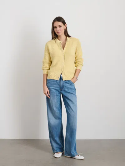 Alex Mill Nico Crewneck Cotton Cardigan In Butter