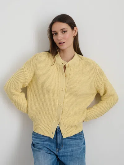 Alex Mill Nico Crewneck Cotton Cardigan In Butter
