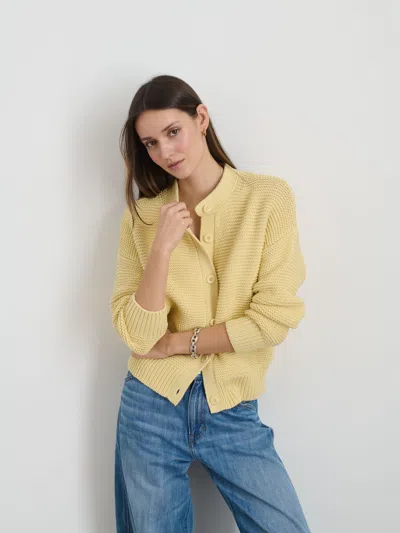 Alex Mill Nico Crewneck Cotton Cardigan In Butter