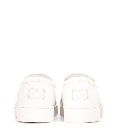 Shop Bottega Veneta Intrecciato Leather Slip-on Sneakers In White