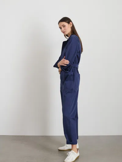 Alex Mill Standard Zip Jumpsuit In Herringbone In Midnight Blue