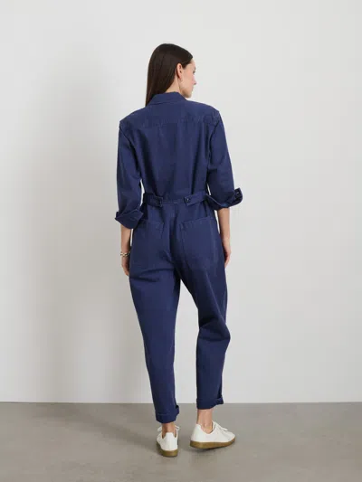 Alex Mill Standard Zip Jumpsuit In Herringbone In Midnight Blue