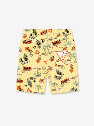 Guess Boys Palm Tree Shorts In Yellow