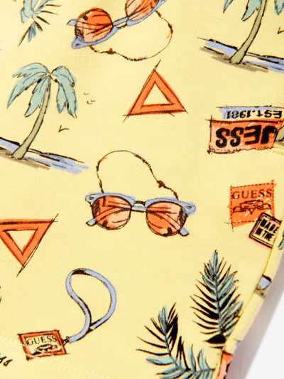 Guess Boys Palm Tree Shorts In Yellow