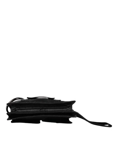 Dolce & Gabbana Black Fabric Logo Two Way Clutch Crossbody Bag In Black