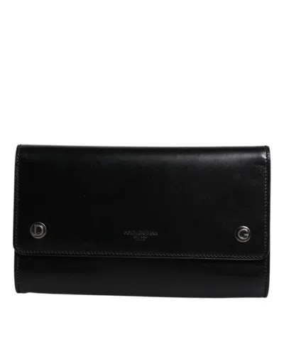 Pre-owned Dolce & Gabbana Black Leather Logo Embossed Crossbody Women's Bag ()