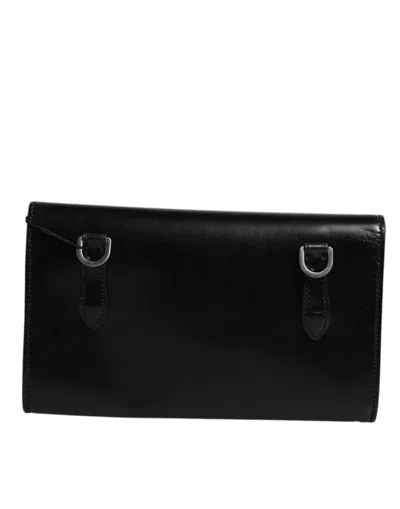 Pre-owned Dolce & Gabbana Black Leather Logo Embossed Crossbody Women's Bag ()