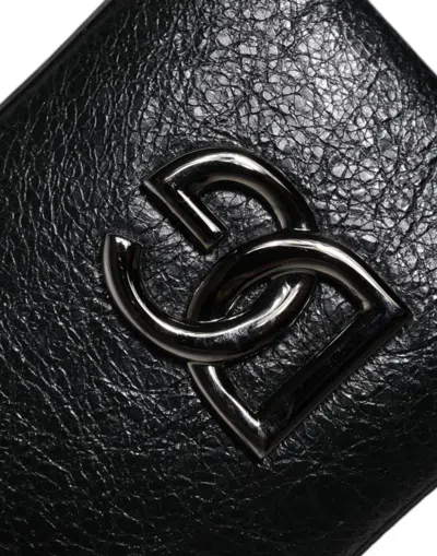 Dolce & Gabbana Black Leather Purse Crossbody Chain Sling Phone Men's Bag In Black