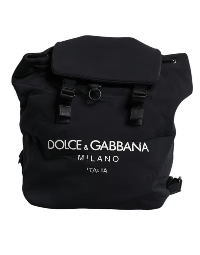 Pre-owned Dolce & Gabbana Black Neoprene Nylon Dg Logo School Backpack Men's Bag ()
