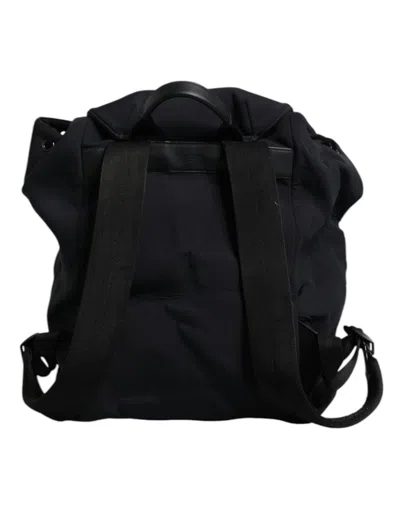 Pre-owned Dolce & Gabbana Black Neoprene Nylon Dg Logo School Backpack Men's Bag ()