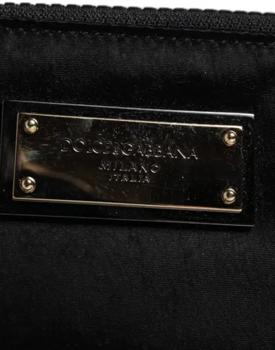 Dolce & Gabbana Black Nylon Logo Plaque Keyring Pouch Clutch Men's Bag In Black
