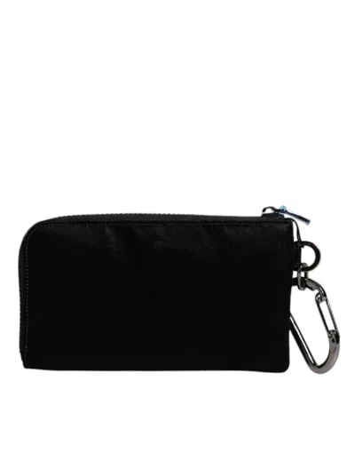 Dolce & Gabbana Black Nylon Logo Plaque Keyring Pouch Clutch Men's Bag In Black