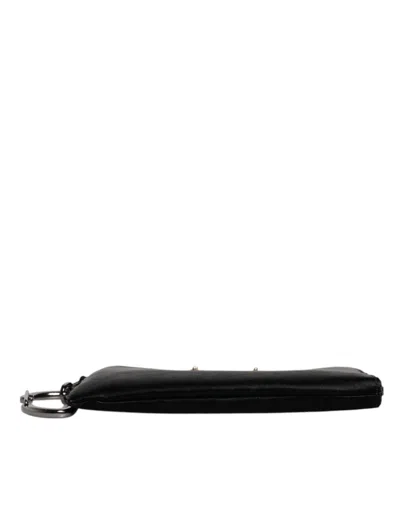 Dolce & Gabbana Black Nylon Logo Plaque Keyring Pouch Clutch Men's Bag In Black