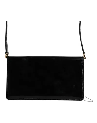 Pre-owned Dolce & Gabbana Black Patent Leather Logo Plaque Crossbody Women's Bag ()