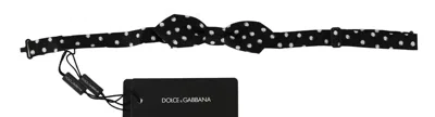 Dolce & Gabbana Black Polka Dots Adjustable Neck Bow Men's Tie In Black And White