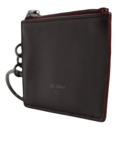 Dolce & Gabbana Brown Calfskin Leather Dg Logo Card Holder Men's Wallet In Brown