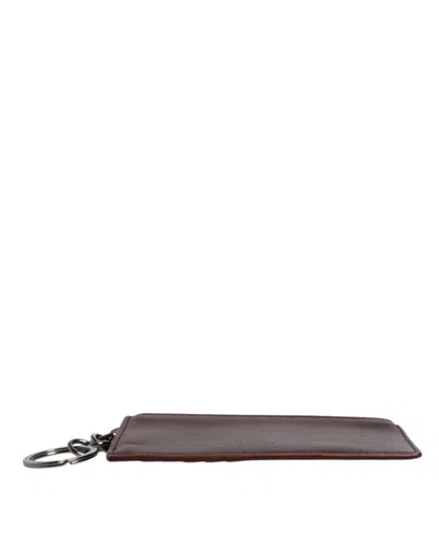 Dolce & Gabbana Brown Calfskin Leather Dg Logo Card Holder Men's Wallet In Brown
