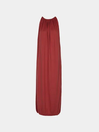 Frenckenberger Drape Cotton And Cashmere Long Dress Size: S  Abask Luxury Gift In  Red