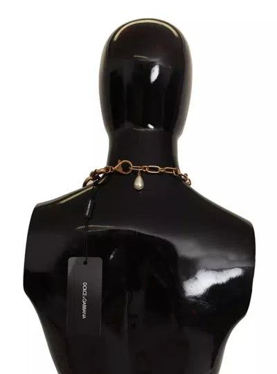 Pre-owned Dolce & Gabbana Gold Chain Lilium Floral Choker Statement Jewelry Women's Necklace ()