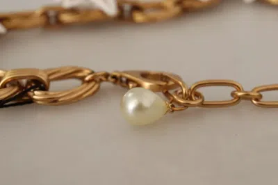 Pre-owned Dolce & Gabbana Gold Chain Lilium Floral Choker Statement Jewelry Women's Necklace ()