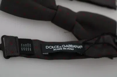 Dolce & Gabbana Gray Dotted Silk Adjustable Neck Bow Men's Tie In Gray