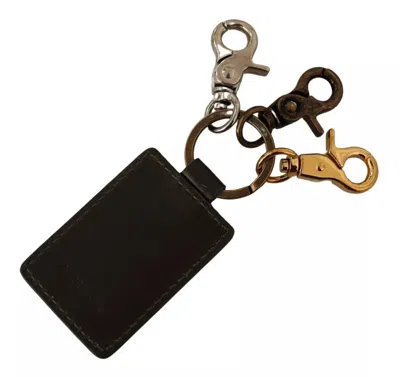 Dolce & Gabbana Green Leather D&g Logo Metal Ring Hook Keyring Men's Keychain In Green
