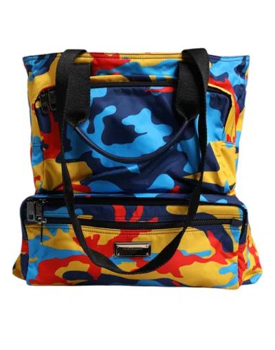 Dolce & Gabbana Multicolor Camouflage Nylon Shopping Tote Bag In Multicolor