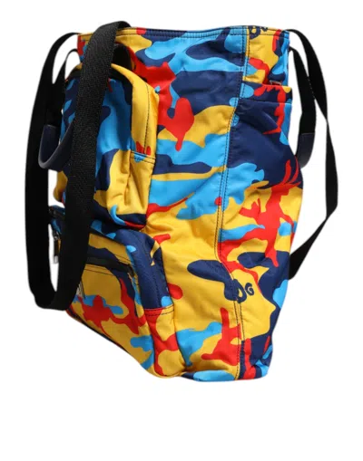 Dolce & Gabbana Multicolor Camouflage Nylon Shopping Tote Bag In Multicolor