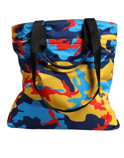 Dolce & Gabbana Multicolor Camouflage Nylon Shopping Tote Bag In Multicolor