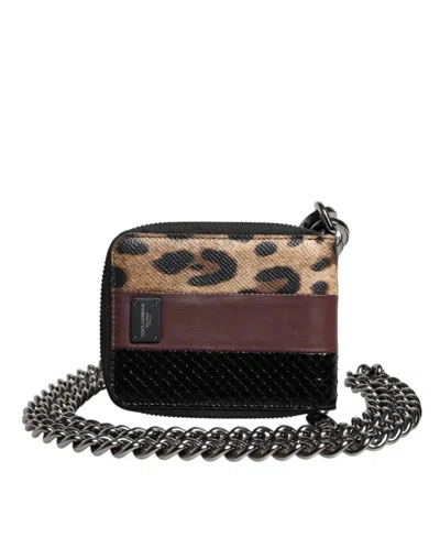 Dolce & Gabbana Multicolor Leopard Leather Dg Bifold Card Holder Wallet In Multicolor