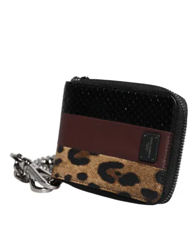 Dolce & Gabbana Multicolor Leopard Leather Dg Bifold Card Holder Wallet In Multicolor