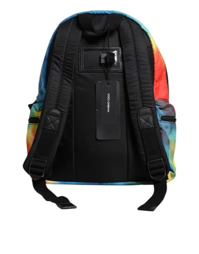 Dolce & Gabbana Multicolor Tie Dye Nylon Logo Print Kids Backpack Men's Bag In Multicolor