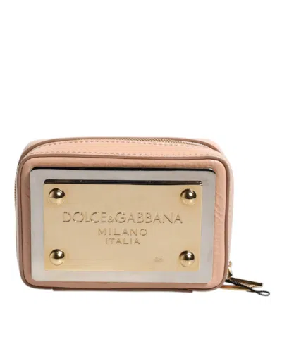 Pre-owned Dolce & Gabbana Nude Leather Logo Plaque Crossbody Women's Bag ()