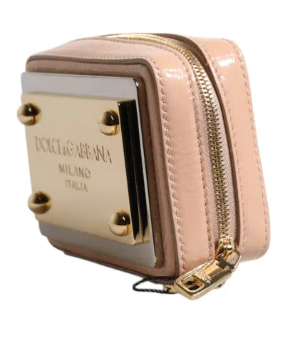 Pre-owned Dolce & Gabbana Nude Leather Logo Plaque Crossbody Women's Bag ()