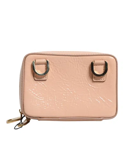 Pre-owned Dolce & Gabbana Nude Leather Logo Plaque Crossbody Women's Bag ()