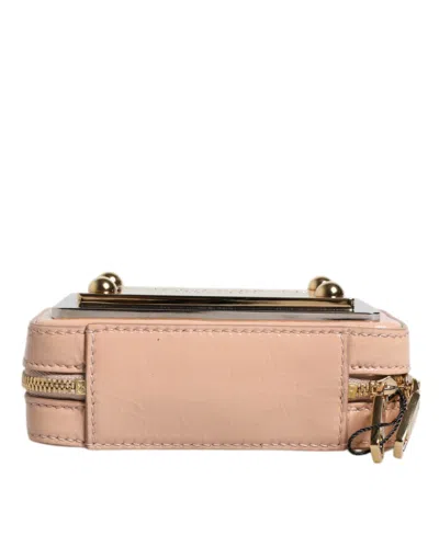 Pre-owned Dolce & Gabbana Nude Leather Logo Plaque Crossbody Women's Bag ()