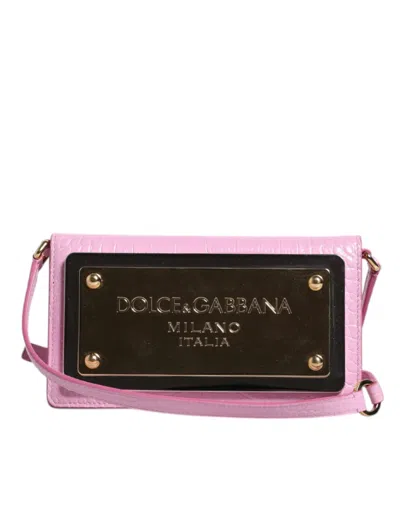 Pre-owned Dolce & Gabbana Pink Exotic Leather Logo Plaque Crossbody Women's Bag ()