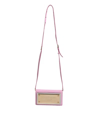 Pre-owned Dolce & Gabbana Pink Exotic Leather Logo Plaque Crossbody Women's Bag ()