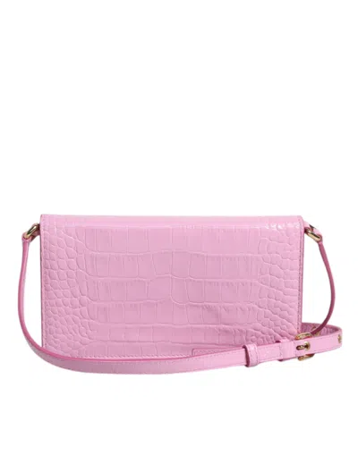 Pre-owned Dolce & Gabbana Pink Exotic Leather Logo Plaque Crossbody Women's Bag ()