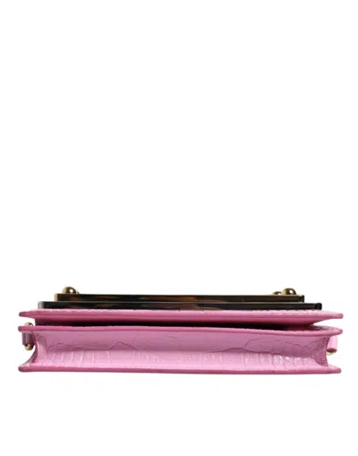Pre-owned Dolce & Gabbana Pink Exotic Leather Logo Plaque Crossbody Women's Bag ()