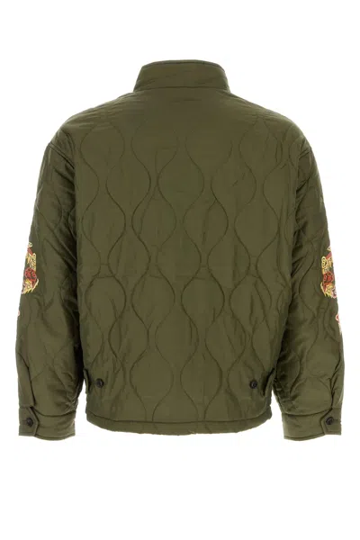 Baracuta Jacket Quilted Nylon Contrasting Embroideries In Green