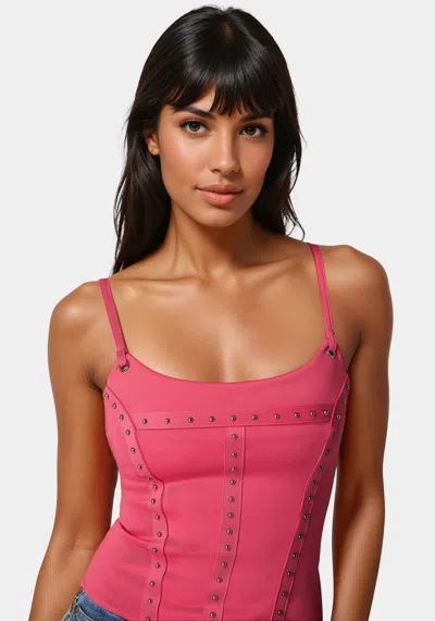 Bebe Studded Corset In Raspberry