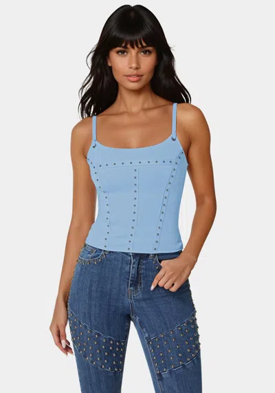 Bebe Studded Corset In Clear Sky