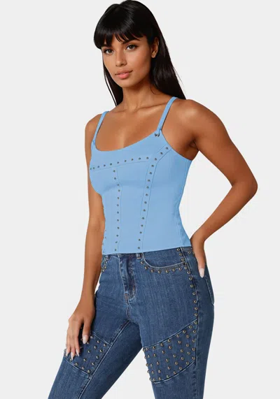 Bebe Studded Corset In Clear Sky