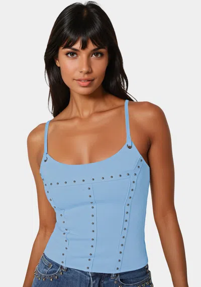 Shop Bebe Studded Corset In Clear Sky