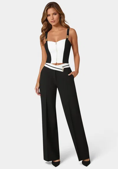 Bebe Two Tone Corset In Black,white Alyssum