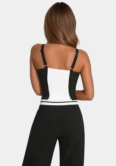Bebe Two Tone Corset In Black,white Alyssum