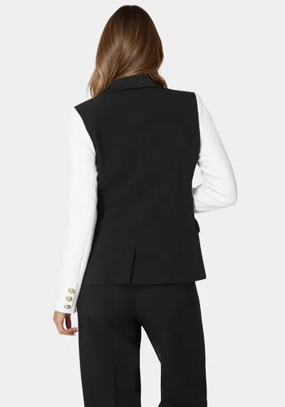Bebe Tailored Two Tone Blazer In Black,white Alyssum