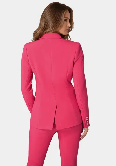 Bebe Rhinestone Fringe Tailored Blazer In Raspberry