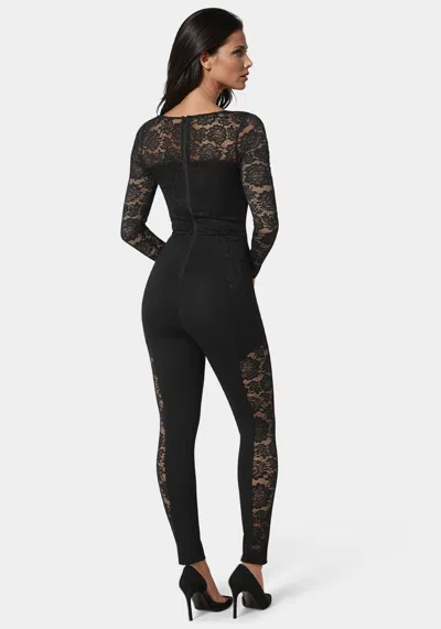 Bebe Lace Combo Catsuit In Black
